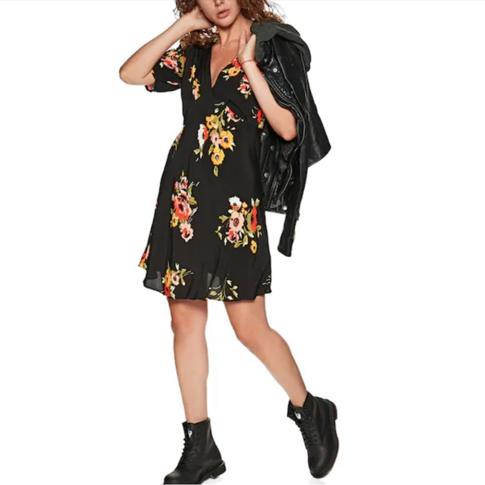 Free People Neon Garden Floral Mini Dress Sz 6